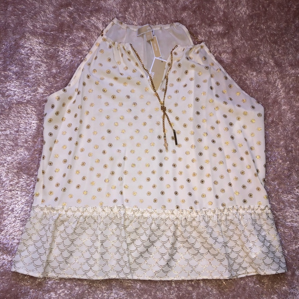 Michael Kors gold & white blouse